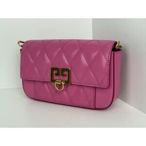 Givenchy Quilted Goatskin GV3 Mini Pocket Convertible Bag Pink with Gold Hardwar